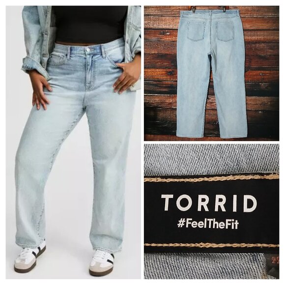 Torrid Jeans Plus Size 22 High Rise Straight Light Wash Denim Elastic Waist - Picture 1 of 9